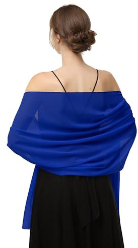Baoqiya Chiffon-Schals für Brautkleid, Hochzeit, Party, Abendkleid und besondere Anlässe, Königsblau, Length(79) * Width(19)