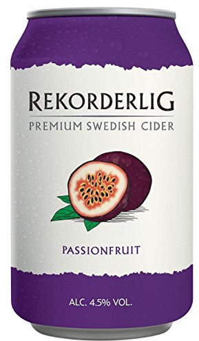 Rekorderlig - Cider - 24x0,33l Dosen in den brandneuen Sommerfarben | Set inkl. lukky24® Schlüsselanhänger für Einkaufswagenchip (Passionsfrucht 4,5% Vol)