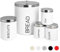 Harbour Housewares Round Kitchen Canisters Set - 5pc Set - White - Metal Kitchen Storage Tea Coffee Sugar Canisters Bread Bin Cookie Jar Biscuit Barrel with Airtight Lid