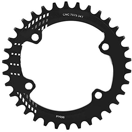 Kettenblatt, Single Speed Kettenblatt BCD 96MM Schmales breites Kettenblatt Einzelkettenring 32T 34T 36T 38T (Schwarz 34T)