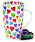 DUNOON Fine Bone China Coffee Mug/Coffee Cup Warm Hearts/Colourful Hearts (Henley)