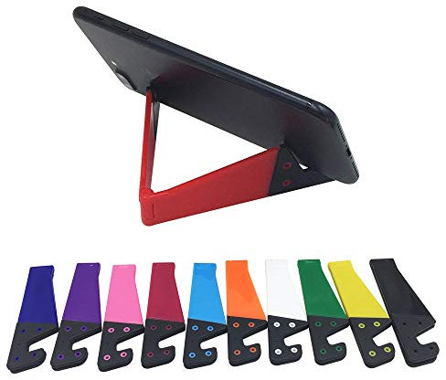 Set of 10 Pocket-Sized Plastic V Model Cellphone Stand, Universal Foldable Portable Smartphone Mobile Phone Vertical and Horizontal Mount Desktop Holder Cradle Compatible with iPads,Tablets,E-Reader