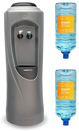 Hydrate Direct Core Water Cooler Package 1 | Water Dispenser Plus 2 x 15L Bottles of Natural Mineral Water, Ambient & Cold Temperature, Grey/Silver