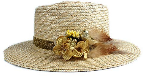 Loisirs, main, mode Chapeau De Soleil D'été for Les Femmes Chapeau De Paille Dames Chapeau De Plage De Mode Floral Plume Décoration De Luxe Élégant Panama Chapeau Soleil Chapeau Pour les femmes Lady f
