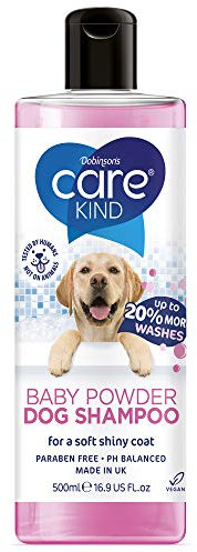 CAREKIND Baby Powder Hunde-Shampoo 500 ml professionelles Hundepflege-Shampoo für stinkende Hunde mit babyfrischem Duft, bestes Welpen-Shampoo mit Conditioner, veganes Haustier-Shampoo (1 x 500 ml)