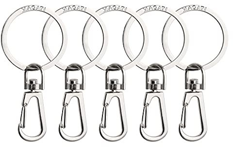 MAGATI Karabiner Schlüsselanhänger mit drehbarem Schlüsselring - kompakte abnehmbare Karabinerhaken mit Schlüsselring - stabile kleine Schlüssel-Karabiner mit Haken als Schlüsselhalter - 5er Pack