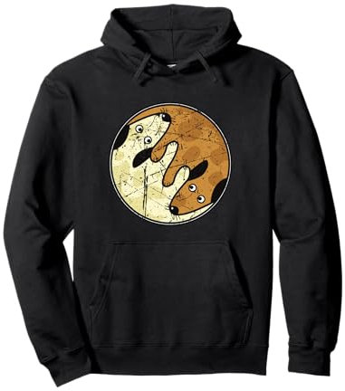 Yin Yang Mediation Yoga Hunde Yinyang Distressed Design Pullover Hoodie