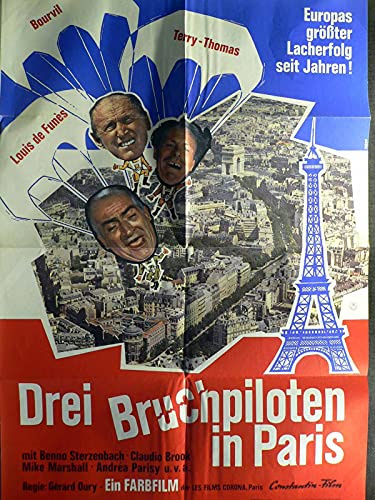 Drei Bruchpiloten in Paris - Louis de Funès - Filmposter A1 84x60cm gefaltet