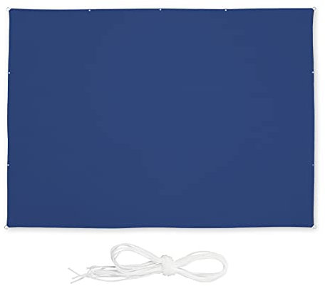 Relaxdays Sonnensegel rechteckig, 4,5 x 5,5 m, wasserabweisend, UV-Schutz, mit Spannseilen, Schattenspender, dunkelblau