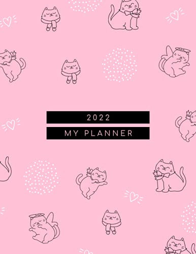 2022 Weekly Planner Large 8.5 x 11: Pretty One Year Calendar, Agenda, Diary | Organizer With Notes | Pink Cute Cats