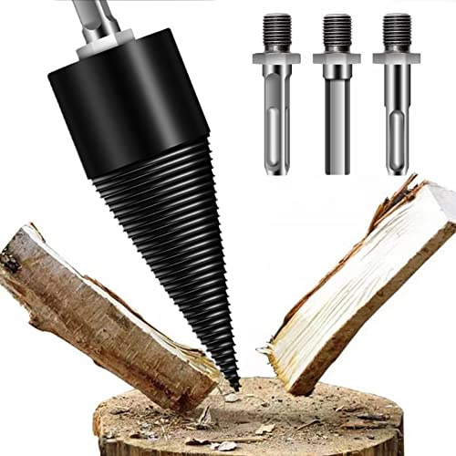 ZPYXBH Punta Da Trapano Per Spaccare, Punta Spaccalegna Per Trapano, Spaccalegna Vite Conica Albero Per Trapano, Trapano Per Legna Da Ardere Con Codolo Esagonale Manici Quadrato Tondo,50mm