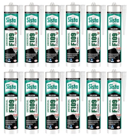 Sista F109 Fusion, universell einsetzbare Dichtmasse, Silikon Dichtstoff für Fassade, Verglasung und Sanitär, resistente und geprüfte Fugenmasse, dunkelbraun, 12x300ml