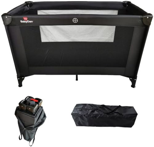 BabyDan Extra Large Reisebett, 60x120cm - Vielseitiger Komfort für den Schlaf und das Spiel Ihres Babys (Baby-Laufstall), Schwarz