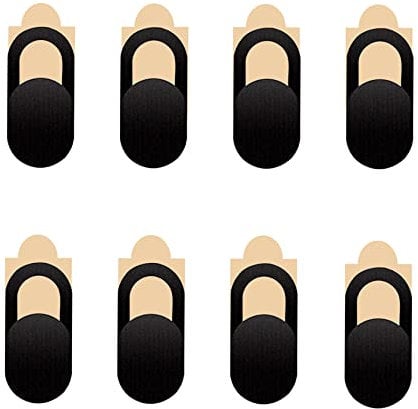 Jaimela 8 Pièces Cache de Webcam Slide, Couverture de Caméra Frontale Ultrafin Protège, Film de Protection de Caméra pour Ordinateur Portable, Smartphone, Tablette, Macbok Pro, Pad Pro (Noir)