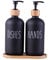 Glass Kitchen Soap Dispenser Set with Tray by Brighter Barns - Hand and Dish Soap Dispenser for Kitchen Sink - Glass Soap Dispenser - Modern Boho Farmhouse Kitchen Decor (Black)