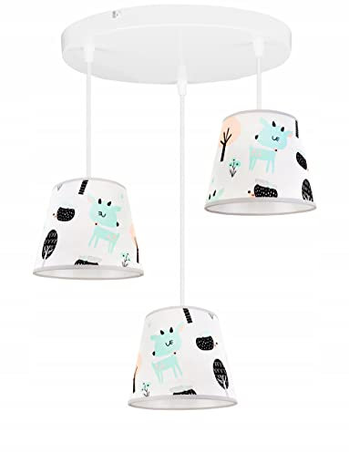 Light-Home Kinderzimmer Hängelampe - Deckenlampe aus Metall mit Stoff-Lampenschirm - E27 Fassung