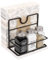 Livabber Porte-serviettes avec base en marbre, porte-serviettes en métal avec salière et poivrière, distributeur de serviettes moderne avec support à épices pour table de cuisine (noir)
