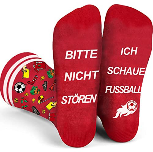 Piroo Lustige Geschenke für Männer Damen Fussball Socken Geburtstag Kleinigkeiten, Fun Socken Herren Bitte Nicht Stören Socken mit Spruch Fußball Geschenk Vatertag Weihnachten