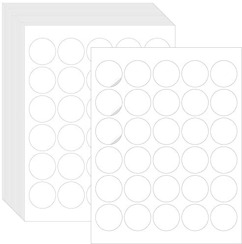 750 Stück Blanko-Runde Etiketten, 3,8 cm Wasser-/Öl-/Reißfest, Blanko-Aufkleber, Ablösbar Ohne Rückstände für Organisationsprojekte, Vorratsbehälter (21,6 cm x 28 cm, Weiß)