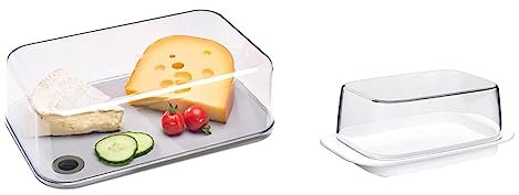 Mepal - Boîte à Fromage Modula - Boîte de Conservation avec Couvercle - Pour les Tranches et Morceaux de Fromage - Boîte avec Planche à Découper - 2800 ml & Beurrier - blanc - pour 250 gr de beurre