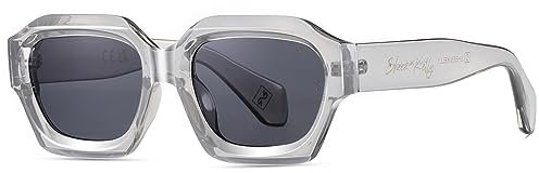 SHEEN KELLY Retro Dicke Hexagon Sonnenbrille Männer Frauen Trendy Oversized Quadrat Chunky Schwarz Dark 90er Jahre Brille