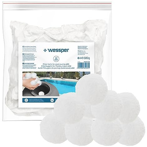 Wessper Boules de Filtration pour Piscine 500g, Pompe à Sable de Piscine | Boules de Filtration Blanches pour Remplacer Le Sable du Filtre de Piscine | Accessoires pour Pompes à Filtre de Piscine