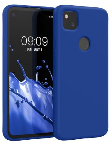 kwmobile Hülle kompatibel mit Google Pixel 4a Hülle - gummierte TPU Silikon Handyhülle - Schutzhülle für kabelloses Laden - Case in Baltik Blau