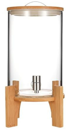 LYXXW Dispensador de Bebidas de Vidrio con Grifo y Tapa de Acero Inoxidable para Agua Zumo Leche Hielo Café Té,Bebida Grande Fría,Transparente,7.L