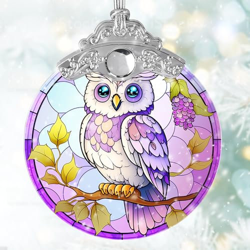 Buntglas Sonnenfänger Jocidea Eule Ornament Weihnachtsschmuck Urlaub Ornamente Weihnachtsbaum Dekor Eule Dekor für Zuhause Eule Geschenke