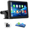 EYETOO Portable Car Stereo for A-pple Carplay Android Auto,7 Inch Wireless Car Radio Receiver with Rear Camera,Carplay Screen with Map Navigation/Bluetooth 5.0/Mirror Link/Voice Assistant/FM/AUX