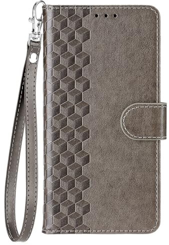 Knoowcase for iPhone X Case iPhone XS Phone Case Flip Shockproof Wallet Case with Card Holder Geometric PU Leather Soft Silicone Magnet Kickstand Drop Protective Cover Case, Grey Cube