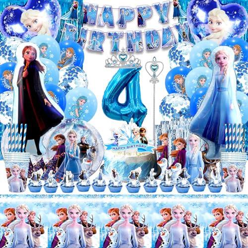 103 Pcs Froze Geburtstag 4 Jahre, Eiskönigin Deko Geburtstag 4, Frozen Luftballon Geburtstag 4, Froze Geburtstag Geschirr, Froze Party Supplies, Eiskönigin Luftballon, Elsa Deco, Eiskönigin Ballon Set