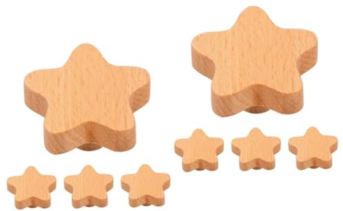 Uonlytech 8 Stk Möbelgriff Aus Massivholz Schrankgriffe Möbelknöpfe Schranktürgriffe Star Kommode Knöpfe Sterne Schrankknöpfe Badezimmertürknauf Schrankgriffteile Schubladenknöpfe Hölzern