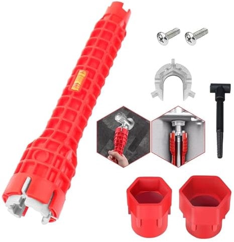 QXCFTW 8 in 1 Faucet Wrench Tool, Tap Wrench, Multifunctional Basin Wrench, Tap Spanner for Tight Space, Faucet and Sink Installer Tool, Sink Faucet Installer Wrench Kit for Sink,Bathroom,Kitchen