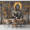 Statue Buddha Fototapete Panorama Wandbild Grau Art Fototapete Wandtapete Wohnzimmer Kinderzimmer Wanddeko Vlies Tapeten Poster TV Hintergrund Wandbilder 250x175 cm