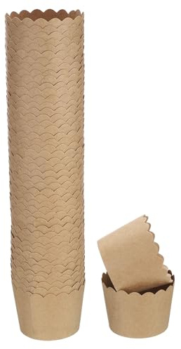 sourcing map 50Pcs Paper Baking Cups Small Brown Kraft Paper Muffins Liner Cupcake Greaseproof Disposable Bulk Wrappers for Wedding Birthday Graduation
