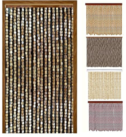SFQEVHRZ Rideaux en Perles de Bambou en Bois， Rideau de Perles en Bois de Bambou Naturel, Rideau de Porte de séparation de pièce de Style rétro, Rideaux de Perles(80 Strands 80 * 210Cm)