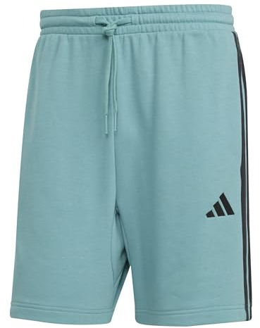 adidas Herren Essential Three Stripes French Terry Short, Powder Teal/Black, XL