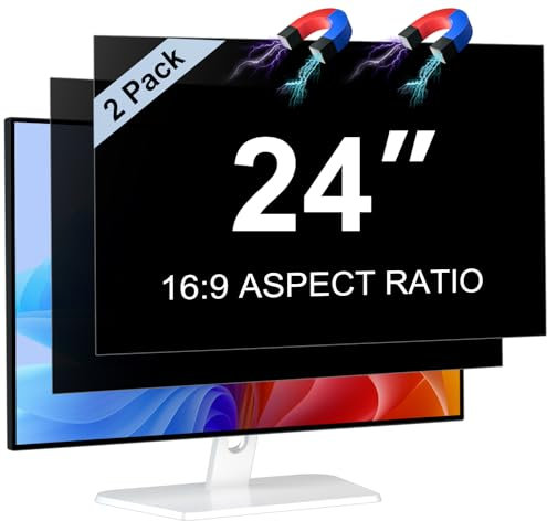 2 STÜCK 24 Zoll Bildschirm Magnetischer Blickschutzfilter für 16:9 Seitenverhältnis, Blendfrei Blaulichtfilter Monitor 24 Privacy Screen Sichtschutzfolie, Abnehmbarer Computer Sichtschutzfilter