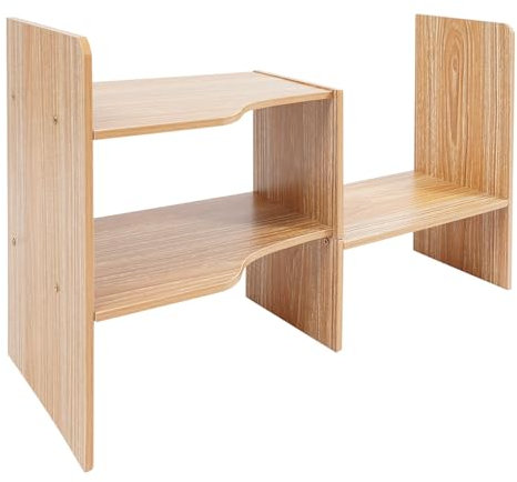 60x22x35 cm Desktop-Bücherregal aus Platten mit 5 offene Fächer, Drehbarer Tischregale Aufbewahrungsregal Standregal, Kleine Tisch Organizer Desktop Schreibtisch Regal (Gelbes Fichtenholz Farbe)