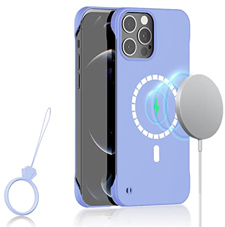 GRECAZO Magnetic Ultra Thin Frosted Designed for iPhone 12 Pro Max Frameless Case 6.7 inch Compatible with MagSafe Purple