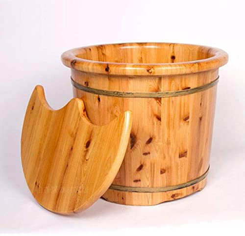 Pied à pied, maison Solid Cypress Wood Acupuncture Points Masage bassin pied Pied Spa Baignoire en bois avec couvercle Baignier de bain Baignage Baignoire Mémoire universelle Movable Wheel Friendship