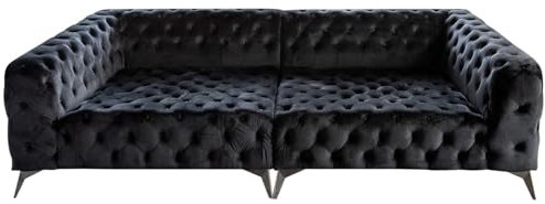 KAWOLA Big Sofa NARLA Chesterfield Sofa Velvet schwarz