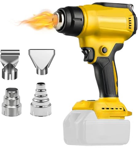 Cordless Heat Gun with Temperature Display 30~550℃,Compatible with DeWALT 20v/18v Battery,4 Nozzle, 2-Temp Setting,for Crafts, Shrink Tubing, Resin & Decorating(No Battery)