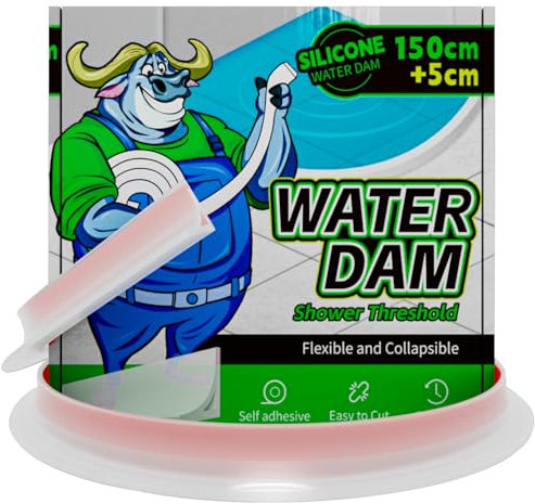 ALITAIYI Schwallschutzleiste Dusche Selbstklebend, Wasserstopper Schwallschutzleiste Dusche Silikon, Duschwasserstop, Hochwertige Selbstklebend Schwallschutzleiste (Transparent, 1.55M)