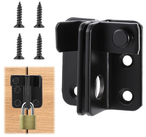 JIYIN Gate Lock Bolt Lock Shed Lock, Flip Latch Slide Bolt Stainless Steel Gate Bolts Tiny Padlock Hasp for Wooden Gates, Garden Sheds, Garage Doors, Matte Black Finish 45x40mm