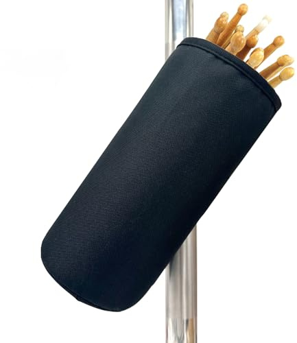 KOSTOO Schräger Drumstick-Halter, Drumsticks, Nylonhalter, hohe Kapazität, Tasche für Drumsticks, Pinsel, Schlägel mit zwei Klettverschlüssen, Befestigung an Schlagzeug und Notenständer