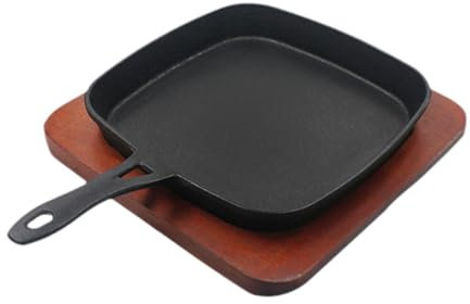 Jiuvaso Padella per Friggere Le Uova, Piastra per Pancake, Base in Legno, Utensile Da Cucina Multiuso Antiaderente