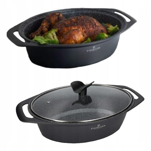 Zwieger Aluminium Schmortopf 4.4L, Antihaft Induktion, Glasdeckel, für alle Herdarten geeignet