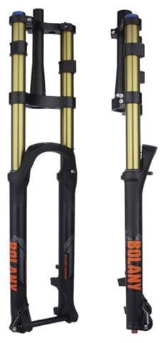 QHYRZE 26 27.5 29 Mountain Bike Suspension Fork Tapered Double Shoulder Downhill MTB Air Fork Travel 160mm Rebound Adjustable DH/XC Thru Axle 15 * 110mm(Gold,26'')